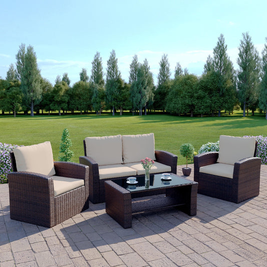 Julia 4 Seater Rattan Garden Furniture Set – Close Up Cushion & Material Texture Detail