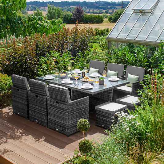10 Seater Cubed Rattan Garden Furniture Set
