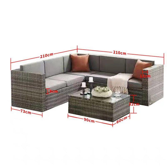 Phoenix 6 Seater Corner Rattan Garden Furniture Set – Close Up Cushion & Material Texture Detail