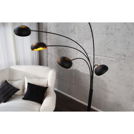 Cinco 5 Arm Arc Floor Lamp Black & Gold – Base & Stem Metal Finish Detail