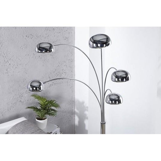 Cinco 5 Arm Arc Floor Lamp Chrome – Base & Stem Metal Finish Detail