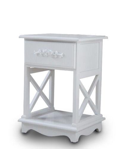 Shabby Chic White Rose Bedside Cabinet Single – Close Up Drawer & Material Finish Detail