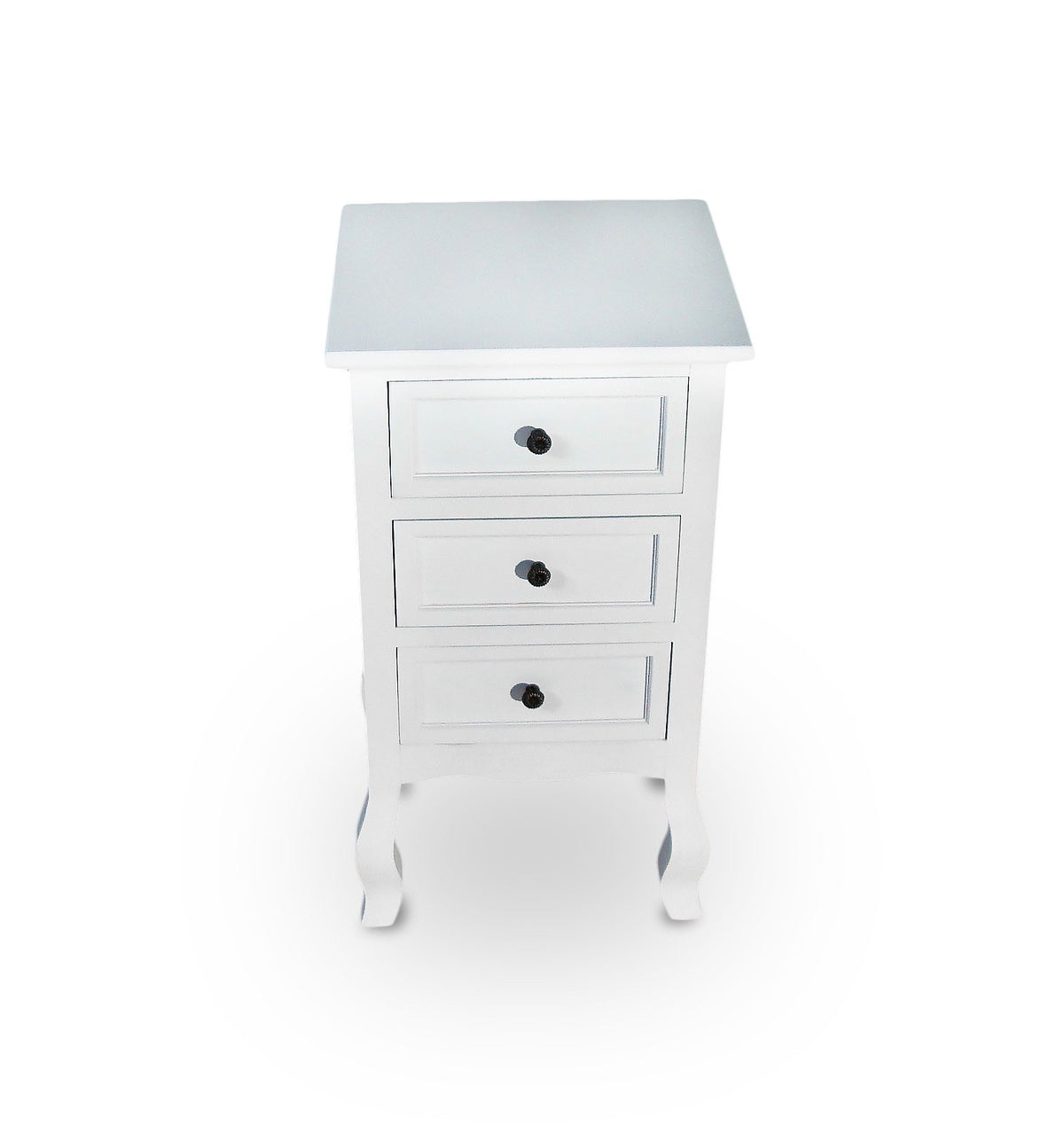 French Style Bedside Cabinet With 3 Drawers – Tabletop Finish and Surface Detail Close-Up