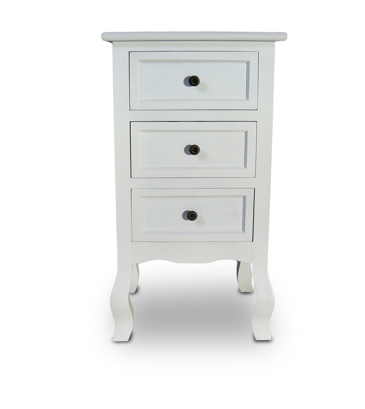 French Style Bedside Cabinet With 3 Drawers – Close Up Drawer & Material Finish Detail