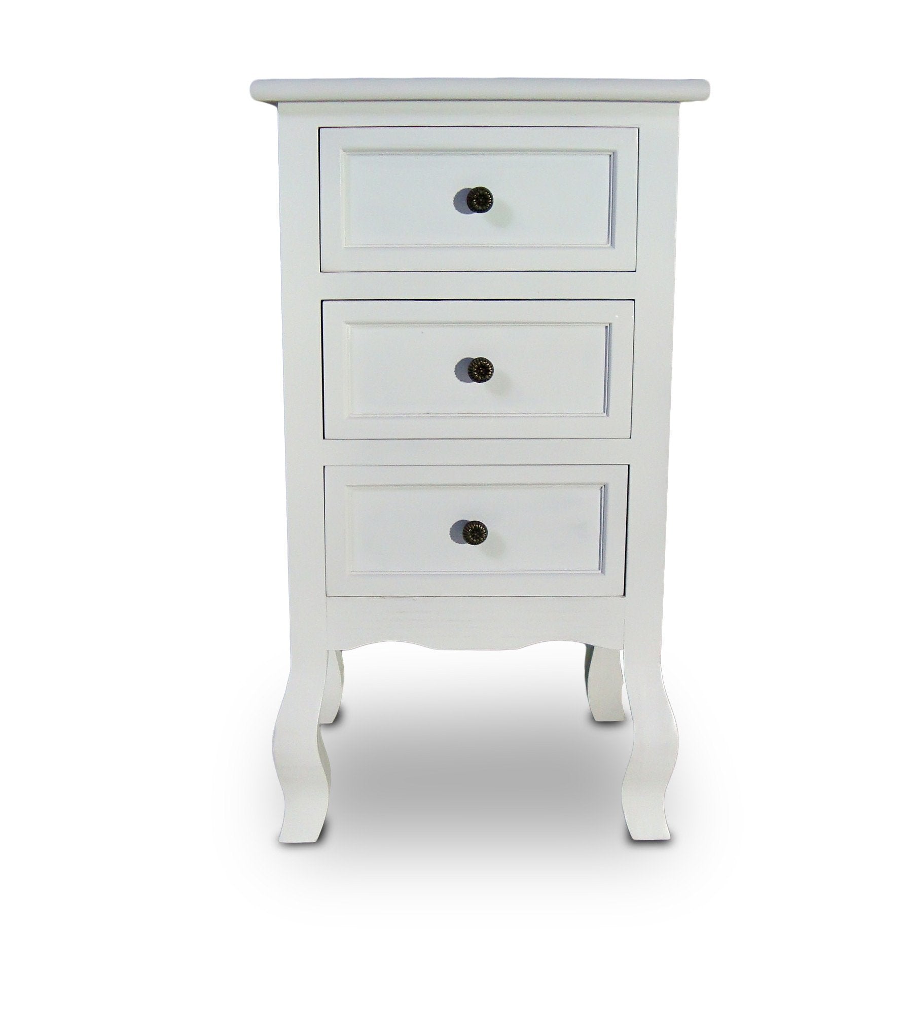 French Style Bedside Cabinet With 3 Drawers – Close Up Drawer & Material Finish Detail